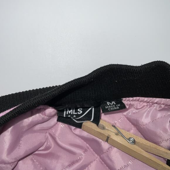 Inter Miami CF Men Bomber Jacket M MLS full snap varsity Jacket black - Picture 6 of 12